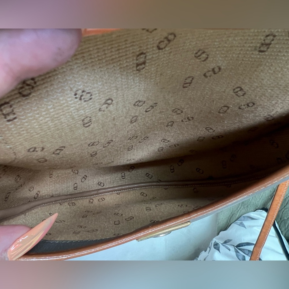Christian Dior Gray Crossbody Bag with Brown Leather Trim EUC - Picture 13 of 15